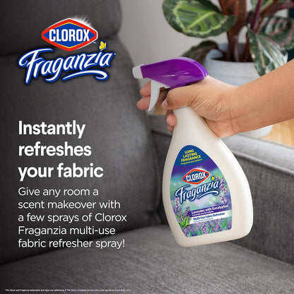 Clorox Fraganzia Refresher Spray, Lavender with Eucalyptus Scent - Multi-Use Fabric and Linen Freshener, Odor Eliminator for Home, Couches, and Soft Upholstery, 22 Fl Oz