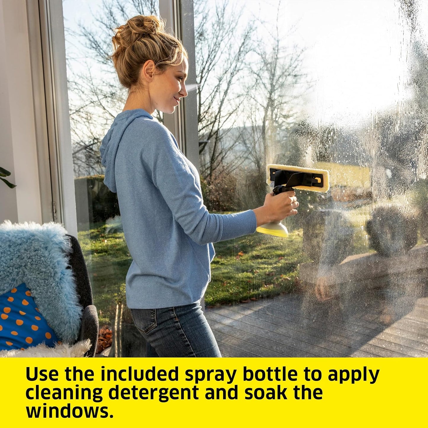 Kärcher WV 1 Electric Window Vacuum Squeegee 10" - Perfect for Showers, Mirrors, Glass, and Countertops - Electric Squeegee