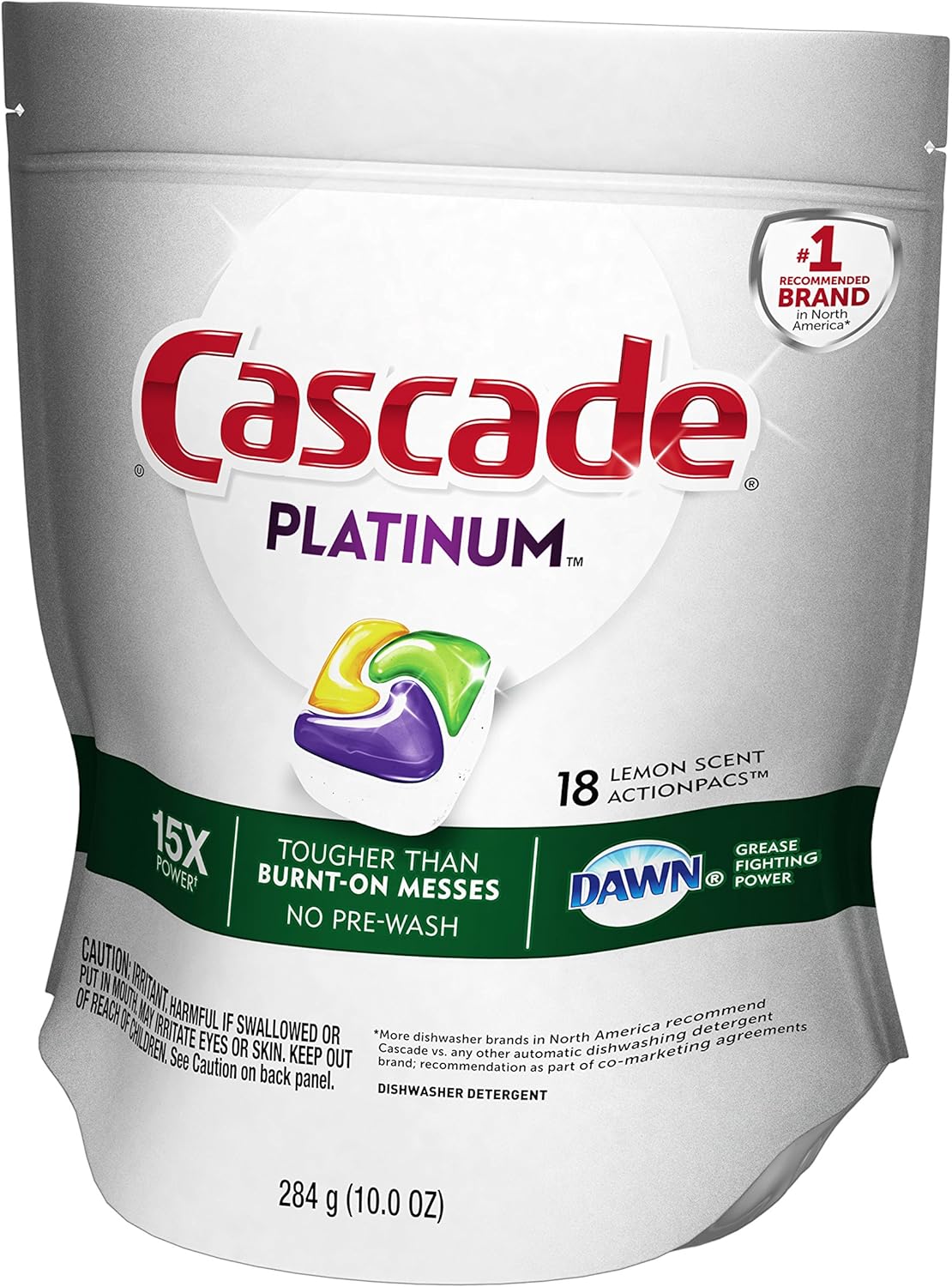 Cascade Platinum Power Boost Dishwasher Pods, Dishwasher Detergent, Dishwasher Soap, Dish Tabs, Dishwashing Tablets, Dish Detergent, Lemon, Actionpacs, 37 Count