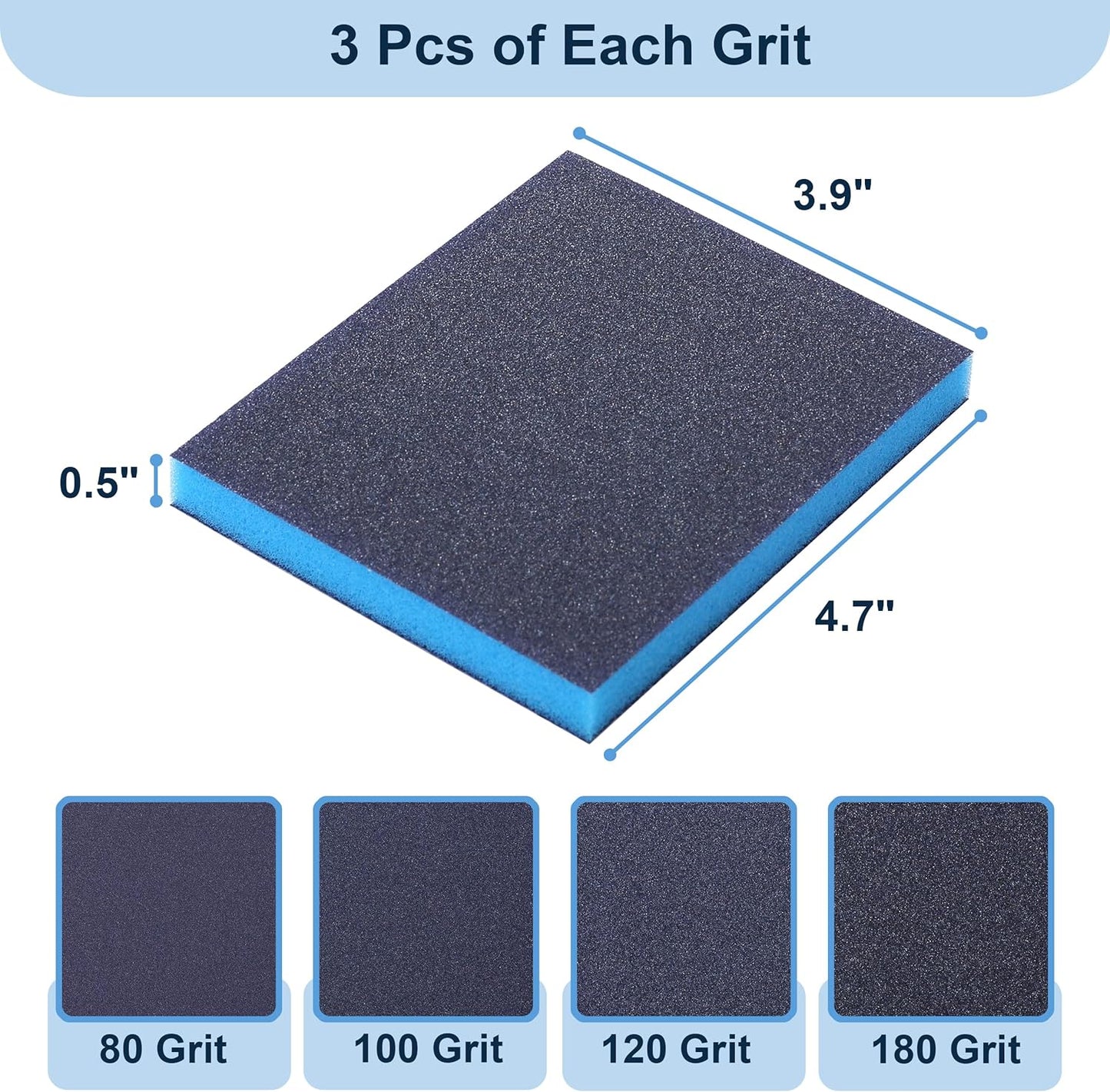 Bates- Sanding Sponge, 20 pcs, 3”x4”, 400-3000 Grit Assortment, Ultra Fine, Washable and Reusable, Sandpaper Block, Sanding Blocks for Wood, Sanding Pad, Drywall Sanding Block, Drywall Sanding Sponge