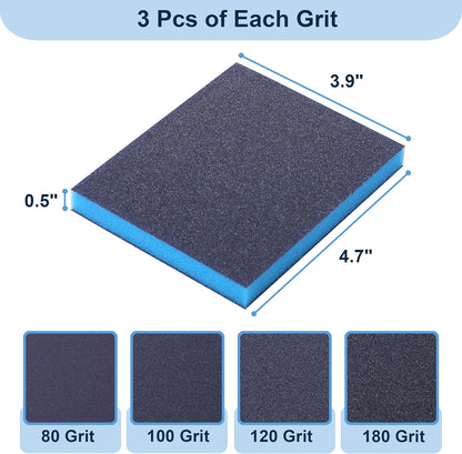 Bates- Sanding Sponge, 20 pcs, 3”x4”, 400-3000 Grit Assortment, Ultra Fine, Washable and Reusable, Sandpaper Block, Sanding Blocks for Wood, Sanding Pad, Drywall Sanding Block, Drywall Sanding Sponge