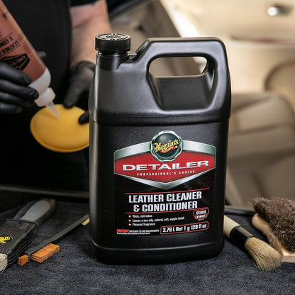Meguiar's Professional Leather Cleaner & Conditioner D18001-1 Gallon Leather Cleaner & Conditioner Specifically Formulated for Automotive Interior Care, Delivers Professional Results, 128 Oz