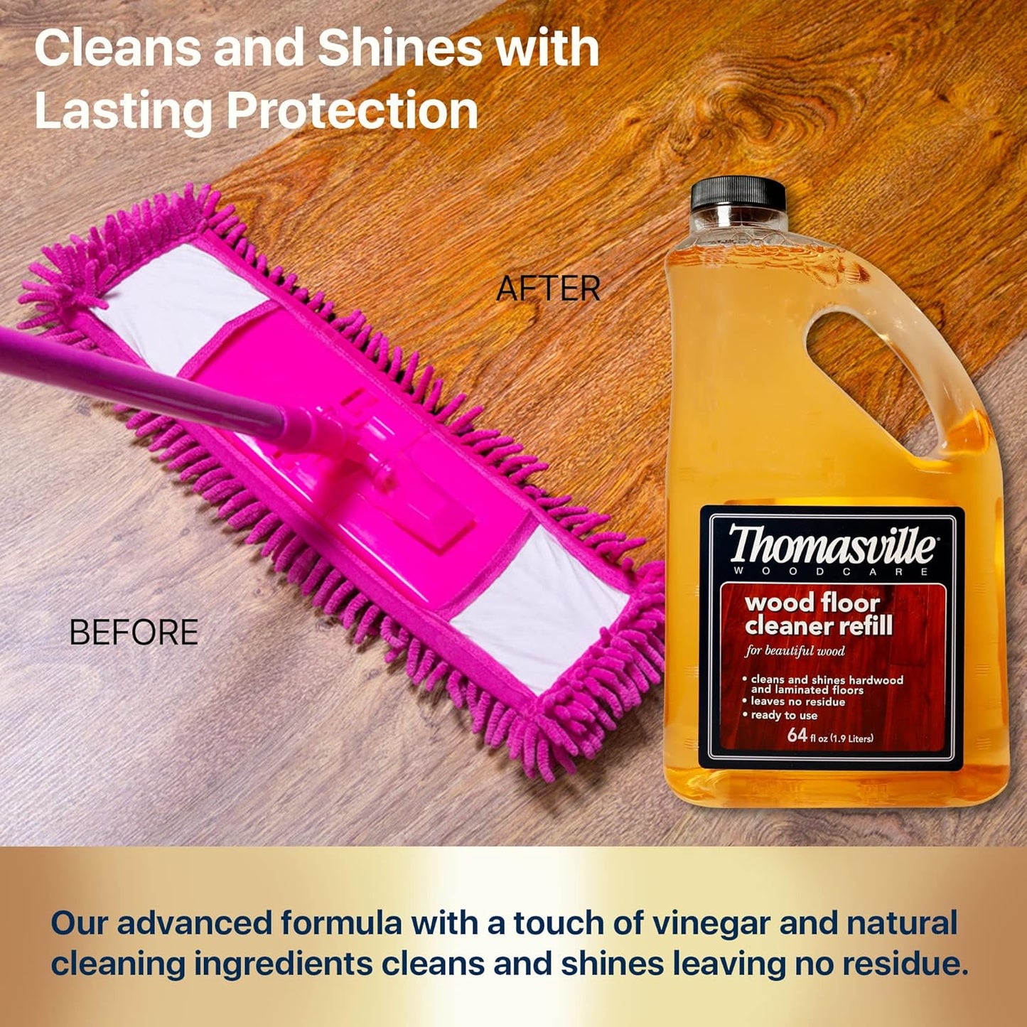 Thomasville WOOD FLOOR CLEANER – Use on Hardwood, Laminated or Faux Finished Floors. Shine Restorer Protector, Surface Cleaner House Cleaning Supplies Home Improvement, Natural Look, Cuts Grease