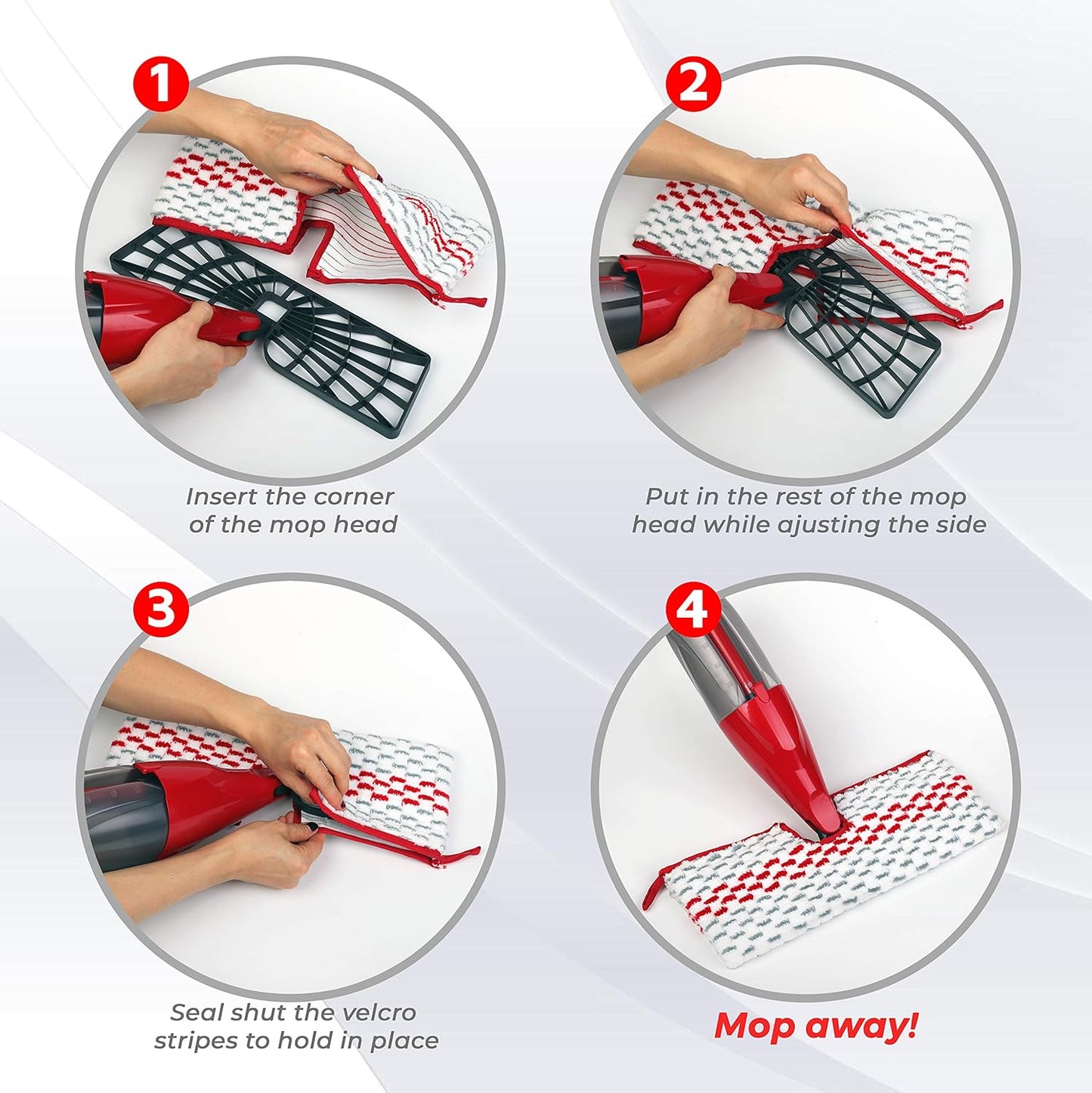 Microfiber Washable Spray Mop Refills Compatible with Promist Max, Reusable Pads Replacement Head (4)