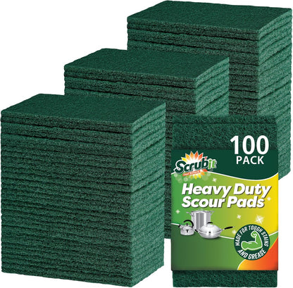 SCRUBIT Scouring Pads - Heavy Duty Scrub Pads for Cleaning Dishes - Non-Scratch - Reusable - Green (50, Green)
