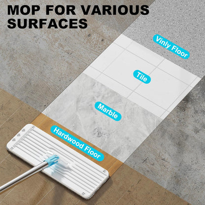 Mop and Bucket Set, Mops for Floor Cleaning with Long Handle, Squeeze Flat Mop and Bucket System, Dry & Wet Dust Mop for Household Floor Cleaning with 5 Microfiber Mops, Slate Blue