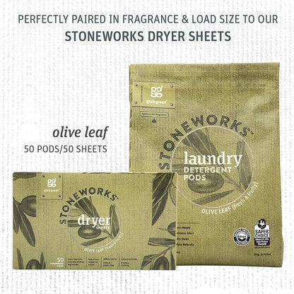 Grab Green Stoneworks Laundry Detergent Pods, 100 Count, Birch Branch Scent, Plant and Mineral Based, Cleans Deeply, Eliminates Odors, Fights Stains