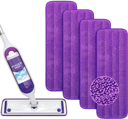 Reusable Power Mop Refills Pads Compatible with Swiffer PowerMop Mop - Microfiber Power Mop Pads Refill for 13 ''-15 '' Spray Mop- Washable Pads for Multi-Surface Floor Cleaning, 4 Pack