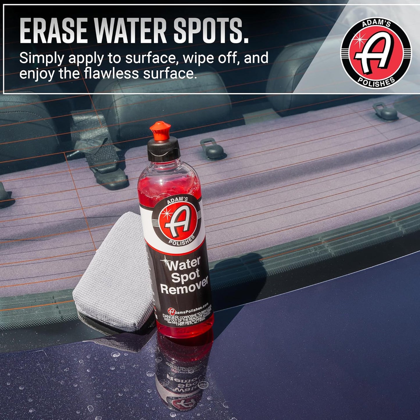 Adam's Polishes Water Spot Remover - Hard Water Stain for Glass, Shower Doors, Paint, Windows, Car Detailing | Calcium, Magnesium & Soap Scum Remover
