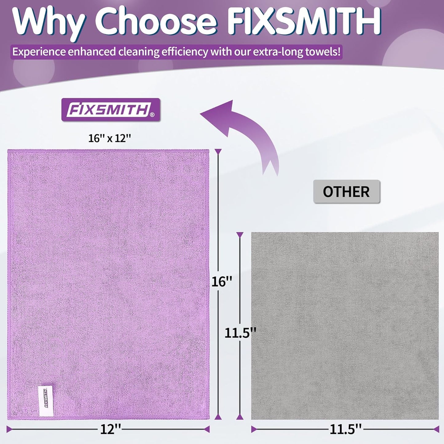 FIXSMITH Microfiber Cleaning Cloth - Pack of 8, Size: 12 x 16 in, Multi-Functional Cleaning Towels, Highly Absorbent Cleaning Rags, Lint-Free, Streak-Free Cleaning Cloths for Car Kitchen Home