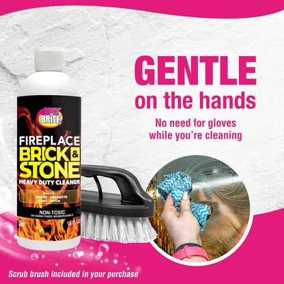 Quick 'n Brite Fireplace Gel Cleaner for Brick, Stone, Rock, Tile, and Marble, Nonabrasive Fireplace Cleaner, Made in the USA, 16 oz