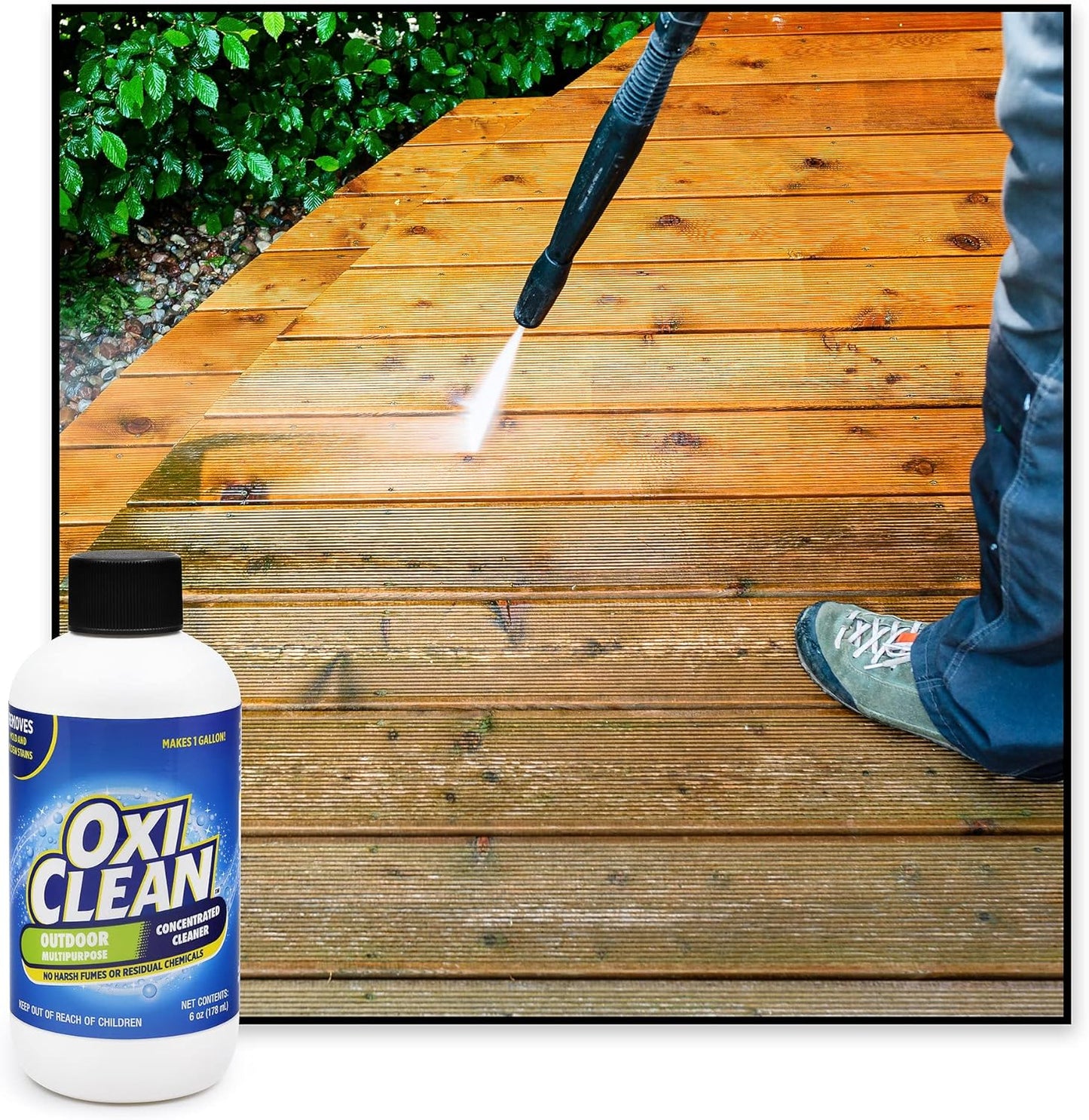 OxiClean - Outdoor Multipurpose Super Concentrated Cleaner - Makes 1 Gallon - Stain Remover - Driveway Cleaner for Concrete - Degreaser for Cement, Brick, Vinyl, and Patio Furniture (6oz = 1 Gallon)