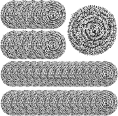72 Pieces Stainless Steel Scrubber Bulk Steel Wool Scrubber Metal Sponge Wire Scouring Pad Heavy Duty Clean Dish Pot Pan and Oven for Kitchen, Bathrooms, and More