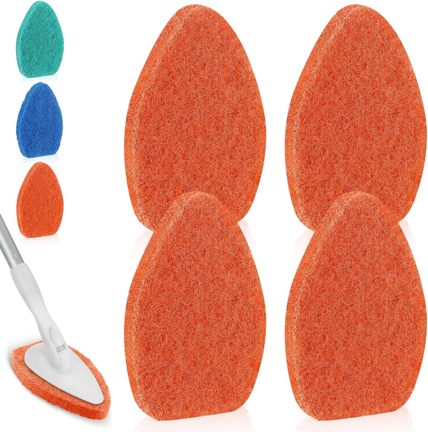 Baderke 4 Pcs Tub Tile Scrubber Cleaning Brush Pads (Without Handle) Brush Non-Scratch Scouring Pads for Shower Bathroom Buildup Toilet Wall Floor (Orange)