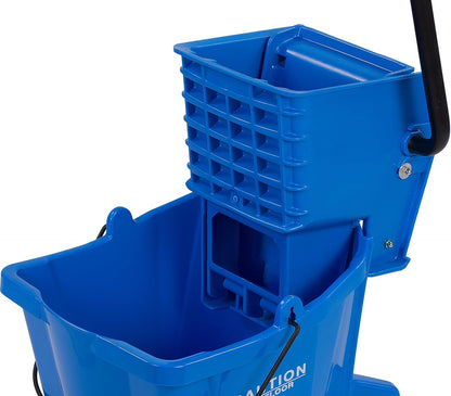 SPARTA Commercial Mop Bucket with Side Press Wringer, Floor Cleaning Essentials for Commercial and Home Use 26 Quart Capacity, 1 Count, Red