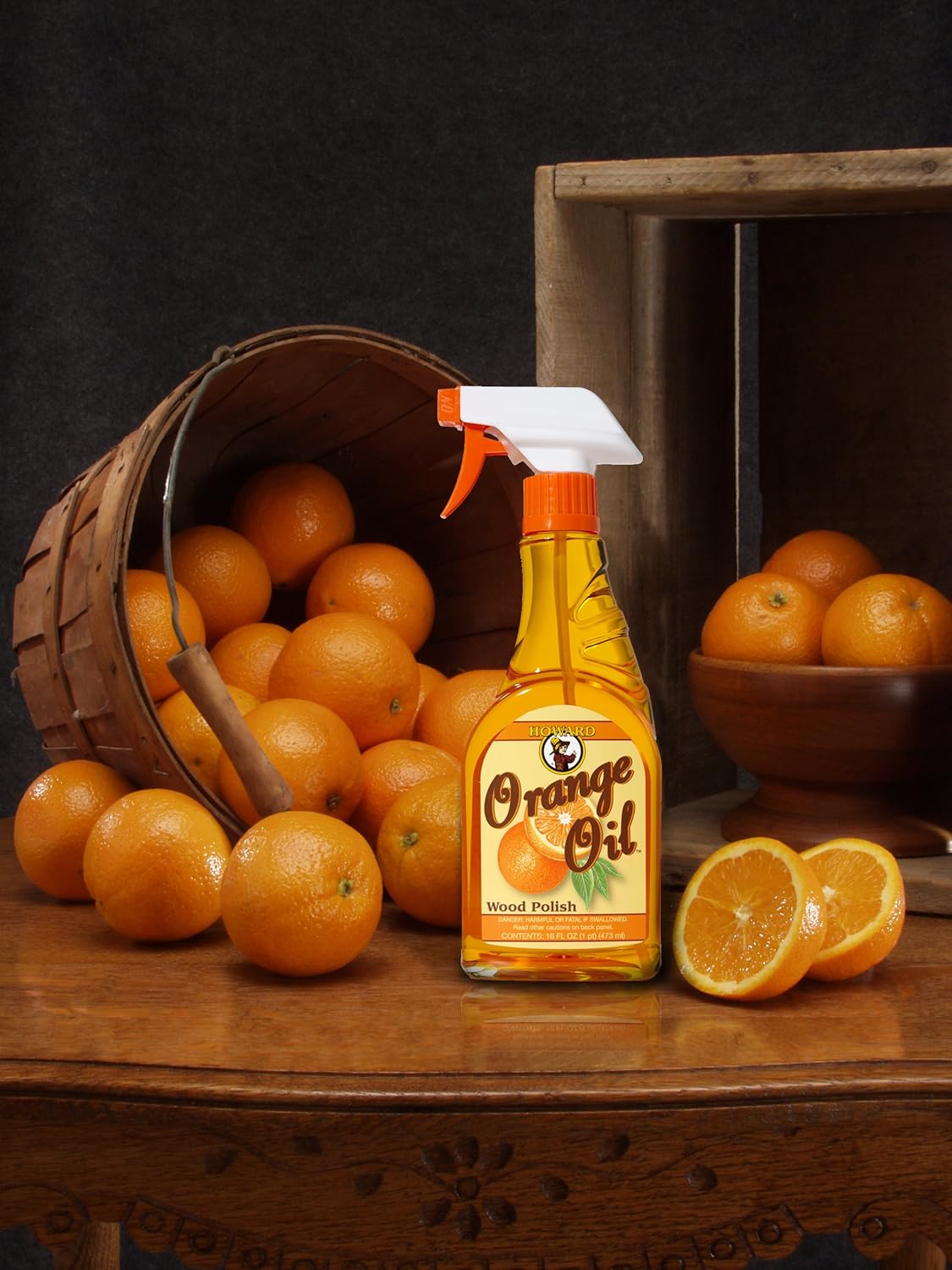 Howard Orange Oil 16 Ounce Two Bottles, Orange Wood Cleaner, Antique Wood Conditioner