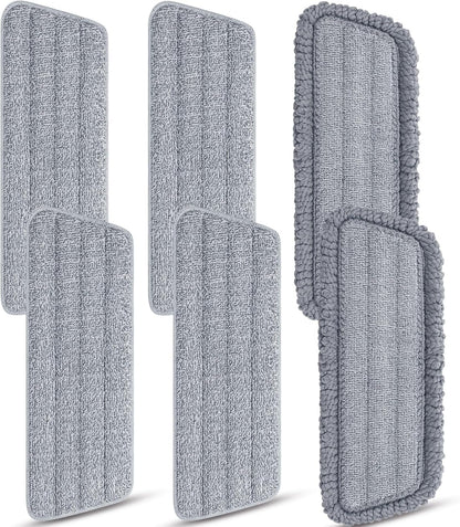 6Pcs Microfiber Mop Replacement Pads,Compatible with Wet/Dry Mop Floor Cleaning Pad Fit All Spray Mops,14.9 * 4.7’’ Size Spray Mop Pads Refills