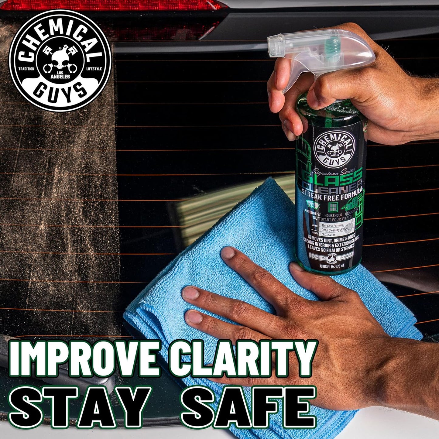 Chemical Guys Glass Cleaner Signature Series - Ammonia-Free Window and Mirror Spray for Cars, Trucks, SUVs, and RVs - Safe for Tinted Glass, Windshields, Household Windows & Interior Surfaces - 16 oz