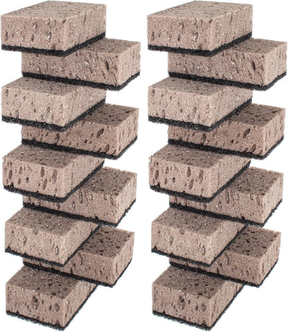 Green Multi Use Scrub Sponge. Made in Europe. 9 Pack, 4.3x2.8x1.4 inches. Odorless Heavy Duty and Non Scratch Fiber. Best, Durable, Delicate, Porous, Non Cellulose Kitchen Sponges and Scrubbers