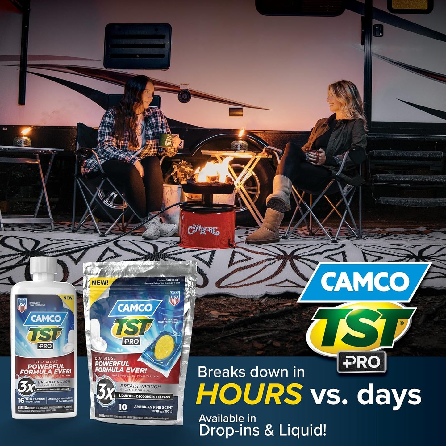 Camco TST MAX RV Toilet Treatment Drop-INs - Control Unwanted Odors & Break Down Waste and Tissue - Safe Septic Tank Treatment - Orange Scent, 30-Pack (41183)