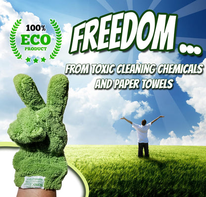 Nano Glove - Green Household Kitchen Cleaning Hand Glove | Replaces Paper Towels Microfiber Wipe Cloths & Feather Dusters | All Purpose Surface Cleaner for Window Stainless Steel Dusting (L-XL)