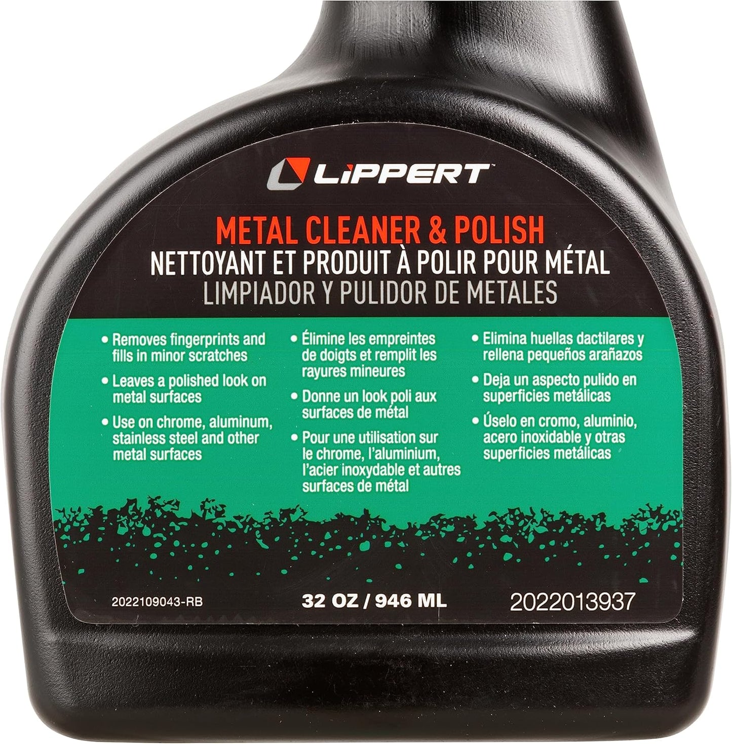 Lippert Boat Metal Cleaner and Polish for Interior and Exterior, 32 oz., Removes Fingerprints, Fills Minor Scratches, Use on Chrome, Aluminum, Stainless Steel, Easy Spray-On Application – 2022013937