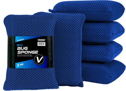 VIKING Mesh Bug Sponge, Car Wash Sponge for Cleaning Bugs and Tar, Royal Blue, 4 inch by 6 inch, 2 Pack