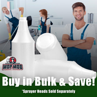 Commercial-Grade Chemical Resistant 32 oz Bottles ONLY 4 Pack Embossed Scale For Measuring. Pair With Industrial Spray Heads For Auto/Car Detailing, Janitorial Cleaning Supply or Lawn Care.