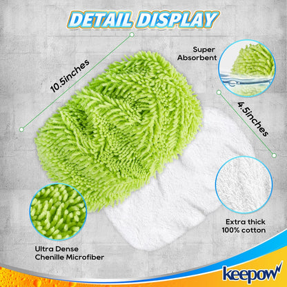 KEEPOW Reusable Microfiber Mop Pads Compatible with Swiffer Sweeper, Dry Sweeping Cloths, Washable Wet Mopping Cloth Refills for Hardwood Floor Cleaning, 6 Pack