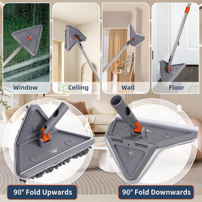 80" Extendable Wall Cleaner Mop with Rotating Head | 3-in-1 Adjustable Wall Mop with Microfiber Pads & Gloves | 360° Wall Cleaner with Long Handle for Windows, Floors & Baseboards