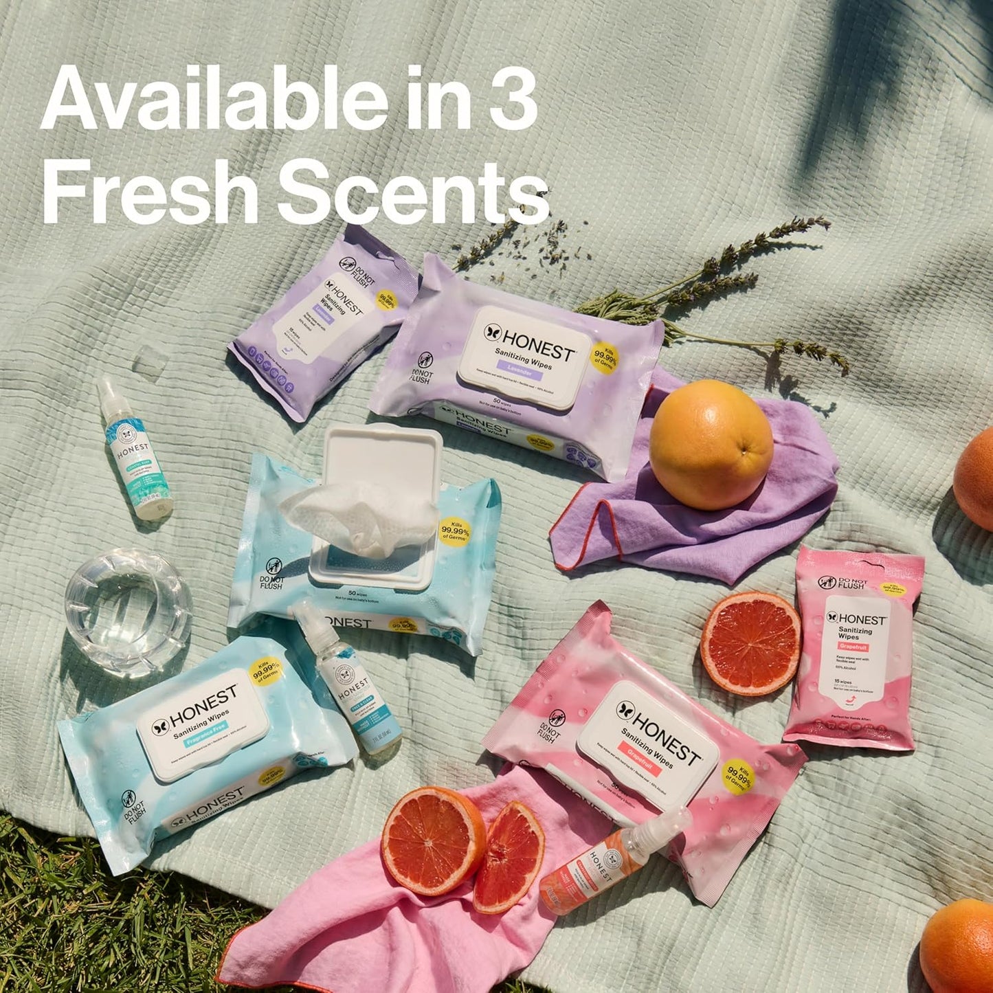 The Honest Company Fragrance-Free Sanitizing Alcohol Wipes, Antibacterial with Aloe, Kills 99% of Germs, 150 Count