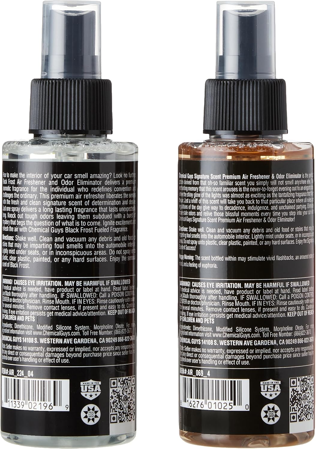 Chemical Guys Black Frost Air Premium Car Air Freshener Spray & Odor Eliminator - Crisp Masculine Scent Spray for Trucks, SUVs, RVs, and Motorcycles - Use in Home, Office, or Garage, 16 oz Bottle