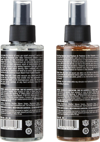 Chemical Guys Black Frost Air Premium Car Air Freshener Spray & Odor Eliminator - Crisp Masculine Scent Spray for Trucks, SUVs, RVs, and Motorcycles - Use in Home, Office, or Garage, 16 oz Bottle