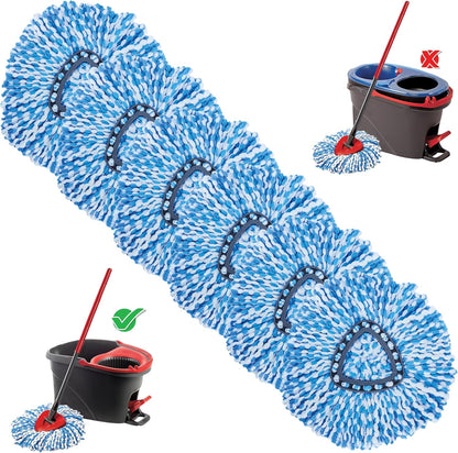 KLEEN HANDLER Microfiber Spin Mop Replacement Head Refills Compatible with O-Cedar EasyWring 1 Tank System, Blue, L (6-Pack)