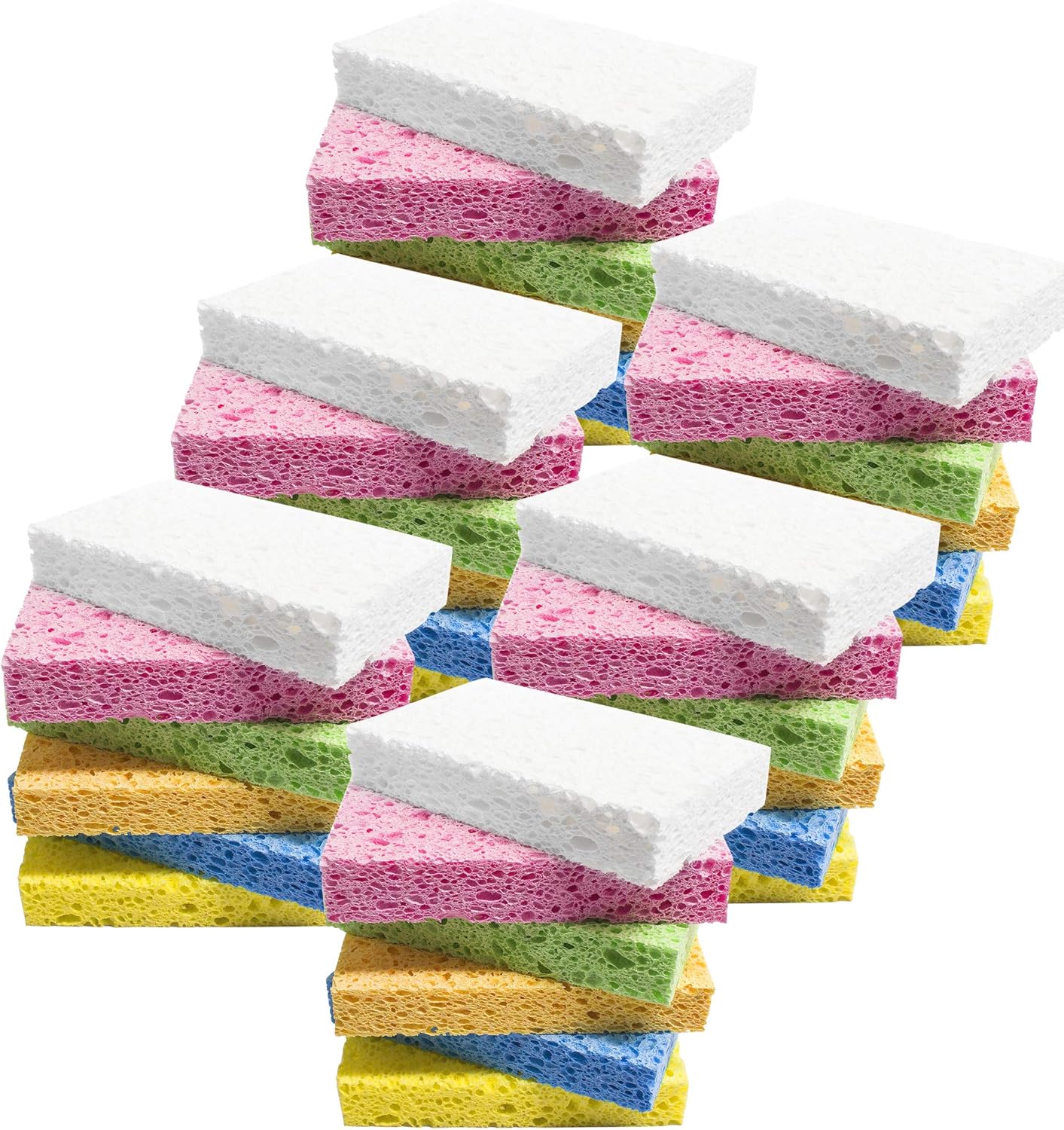 Cellulose Sponges,Heavy Duty Scrub Kitchen Sponge,Clean Tough Messes Without Scratching Sponges Kitchen,Pop Up Eco Sponges DIY Orange (6 Pack)