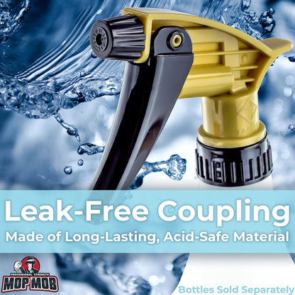 Leak-Free Acid Resistant Spray Head 4 Pack by Durable Industrial Sprayer for Acid-Based Wheel Cleaner Used in Auto/Car Detailing. Heavy Duty Low-Fatigue Trigger and Nozzle with 9 1/4 Dip Tube