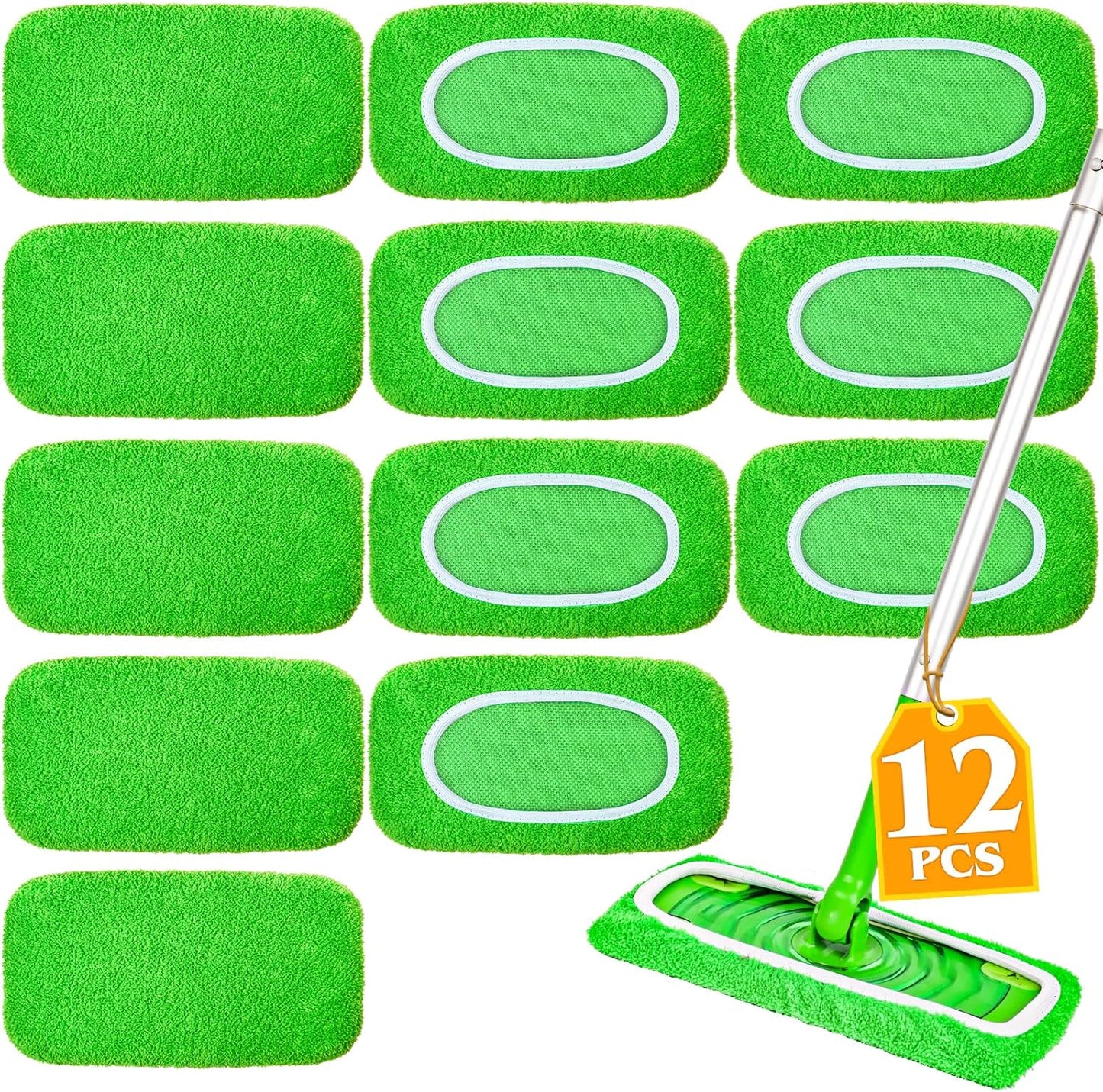 6-Pack Reusable Mop Pads Compatible with Sweeper Mop - 100% Coral Fleece Washable Refills - Microfiber Dry & Wet Sweeping Cloths for Multi-Surface/Hardwood Floor Cleaning