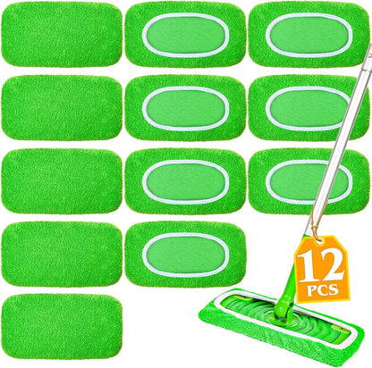 6-Pack Reusable Mop Pads Compatible with Sweeper Mop - 100% Coral Fleece Washable Refills - Microfiber Dry & Wet Sweeping Cloths for Multi-Surface/Hardwood Floor Cleaning