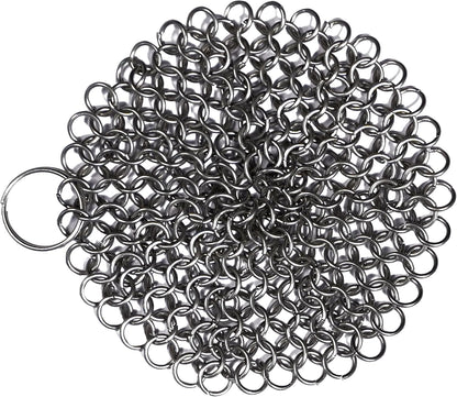 Chainmail Scrubber Cleaner 7.8" x 7.8" Premium 316L Stainless Steel Scrubber for Cast iron Pots,Pan, BBQ Grill, Wok and All Kitchenware Items - Stainless Steel
