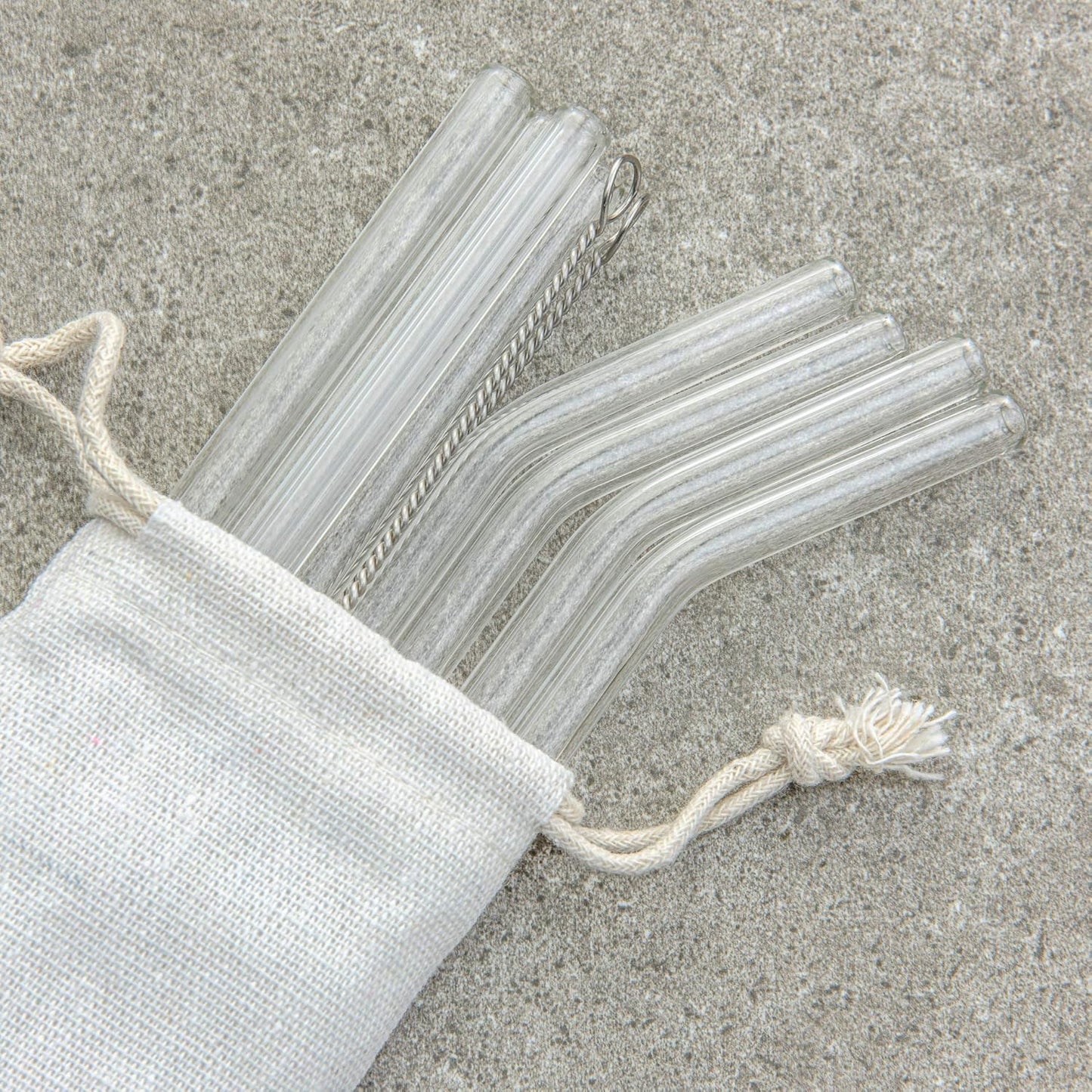 Assorted Clear Glass Straw Set with Nylon Cleaning Brushes (11 PC.) - SI-SGL10-11C