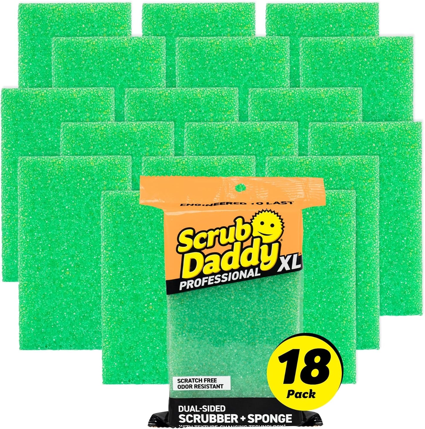 Scrub Daddy Large Steel Scouring Pads - Scour Daddy Steel XL Stainless Steel Dish Scrubber Sponge - Durable, Shred-Resistant Scour Pads - Bulk Kitchen Sponges & Commercial Cleaning Supplies (18 Count)