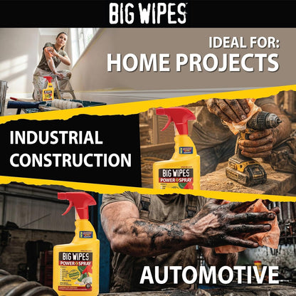 BIG WIPES Heavy Duty Industrial Hand Cleaning Wipes, Textured Scrubbing Degreaser Wipes for Mechanics and Tool Cleaner – 80 Count Canister (1 Pack)