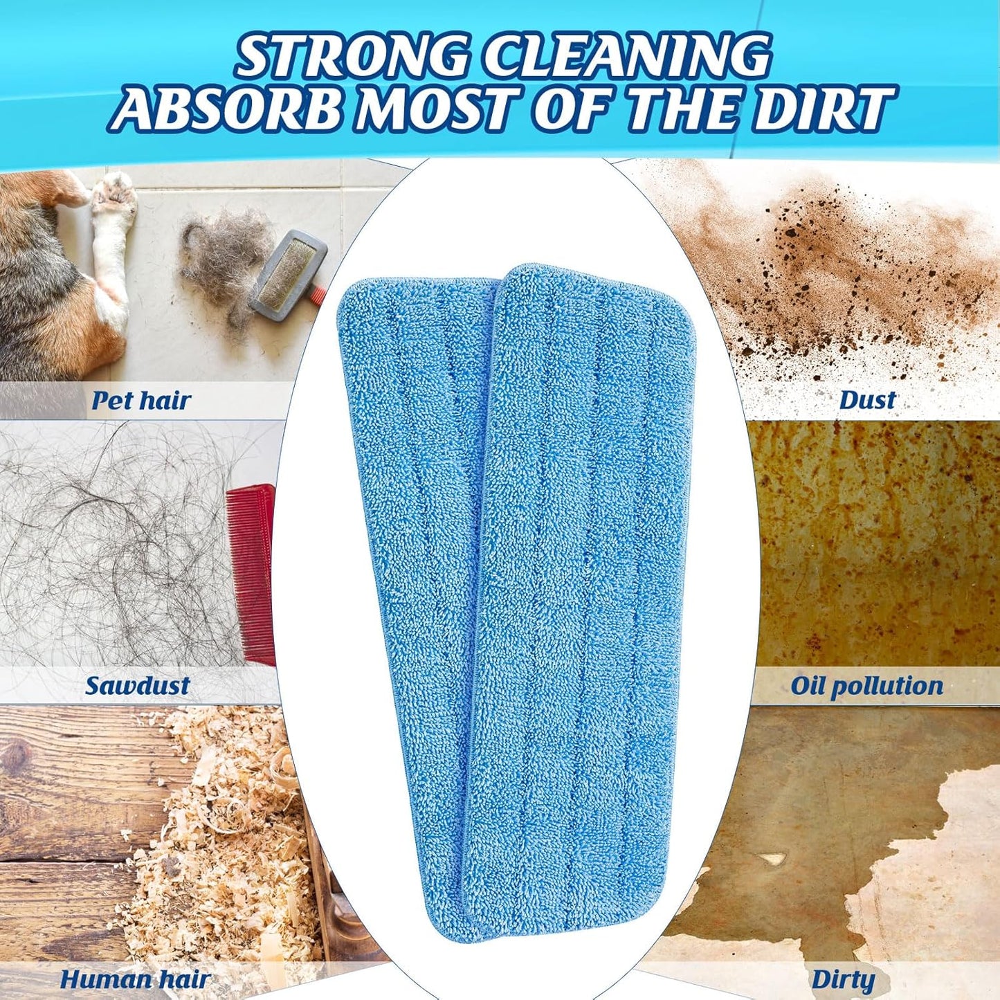 80 Pack Microfiber Mop Pads Machine Washable Cleaning Flat Mop Head Replacement Reusable Household Pads for Hardwood and Hard Surface Floor Cleaning and Scrubbing