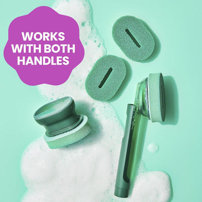 Brite by Scotch-Brite Palm Scrubber with Drain + Dry Stand, Household and Kitchen Sponge for Washing Dishes with Comfy Grip, 1 Scrub Sponge with Soap Dispenser