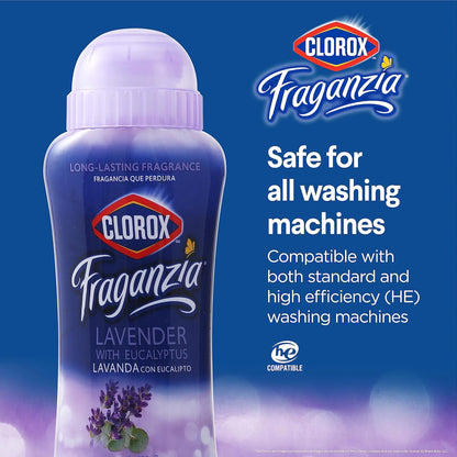 Clorox Fraganzia Laundry Scent Booster Crystals, In-Wash Fragrance Beads for Fresh-Smelling Clothes & Linens, Safe for All Fabrics & Colors, Easy-Pour Bottle, Vanilla Scent, 18 Oz, 2 Pack