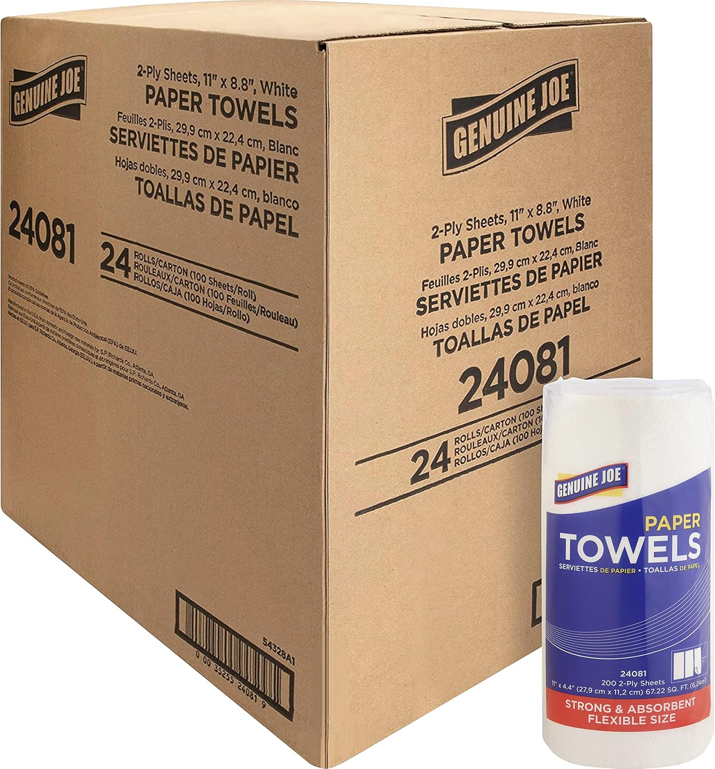 Genuine Joe Kitchen Paper Towels,11" x 4.5", 2-Ply, 170 Sheets/Roll, 30 Count
