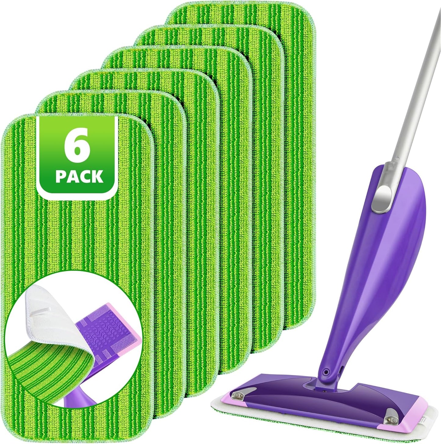 Reusable Mop Pads Compatible with Swiffer Wet Jet, Wet Jet Pads Refills for Swiffer Mop, 4 Pack Microfiber Replacement Pads for Hardwood Floor Cleaning, Dry Wet Mopping Cloths for 12" Wet Jet Refill