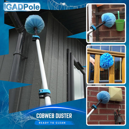 IGADPole 24 FT Water-Fed Washing Kit with Soap-Dispenser, Brush, 10″ Squeegee & Cobweb Duster for Windows, Gutters, Solar Panels & Exterior Walls