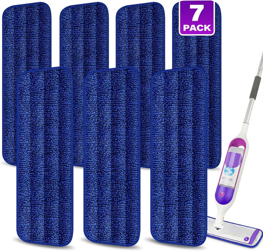7 Count Reusable Microfiber Mop Pads for Swiffer PowerMop - MEXERRIS Microfiber Wet Pads Refills PowerMop Pads Machine Washable Hard Wood Floor Mop Pads Replacement for 13''-15'' Spray Wet Mops