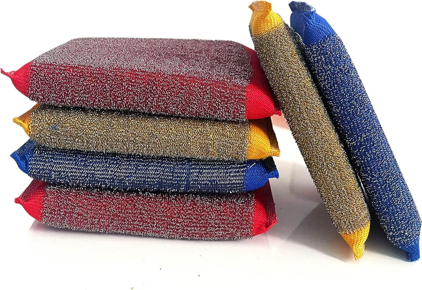 Steel Wool Scrubber Dish Sponges - Kitchen Scrubbing Pads Pot Scrubber for Kitchen Non Scratch, Soft and Fast sponges for Cleaning (6 Pack)
